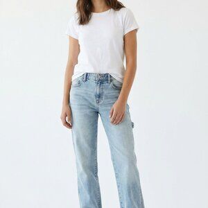 NWT Light Wash Carpenter Jeans Rolled Cuffs Straight Leg Relaxed Fit